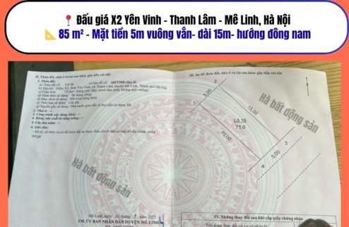 CƠ HỘI VÀNG – CHỦ CẦN TIỀN BÁN GẤP! Đất đấu giá Yên Vinh thanh lâm mê linh , đất vành đai 4